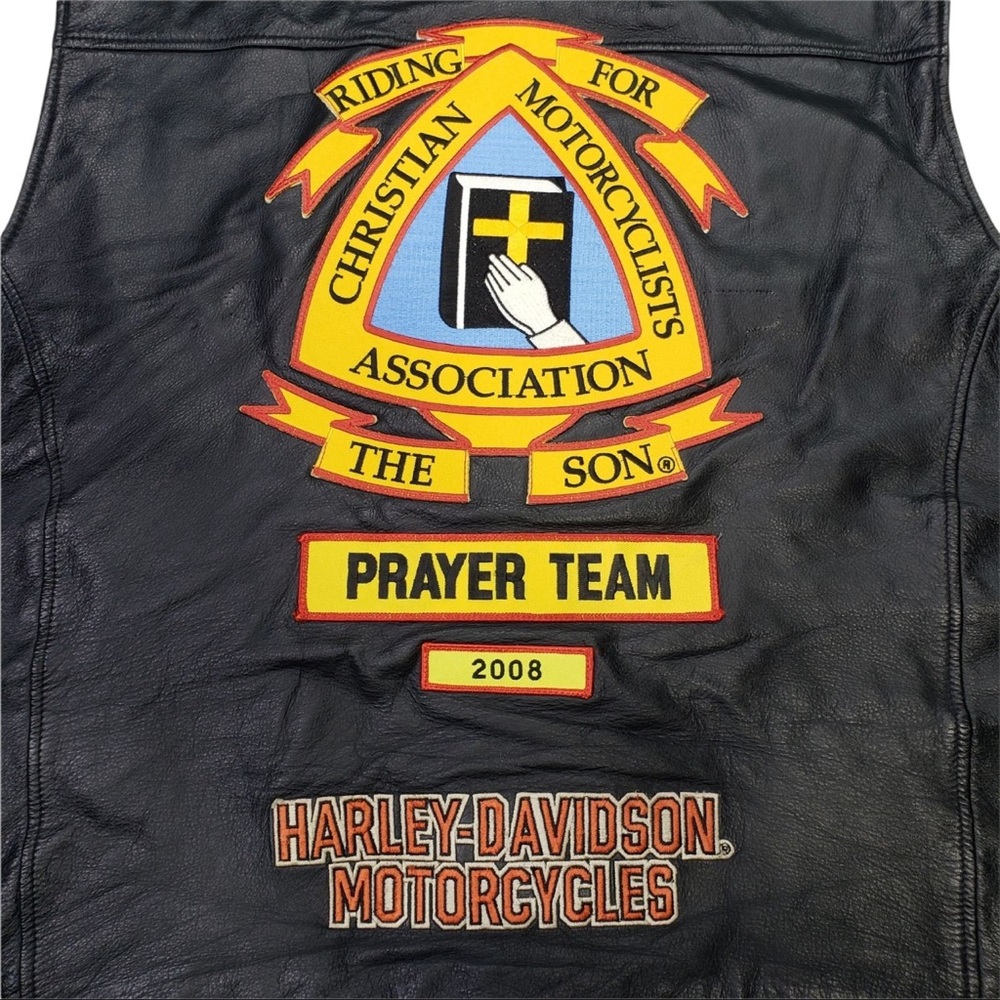 Harley-Davidson Leather Vest (Christian Motorcycle Association), size 3XL